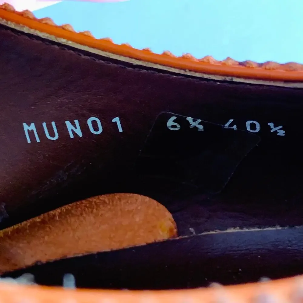 PAUL SMITH  7.5 Orange Perforated Leather Wingtip Lace-Up Flexible Travel Shoes